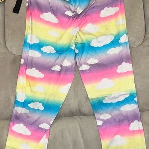 Sweet Girls Pastel Rainbow and Clouds emoji Size 10 Capri Lounge Pants